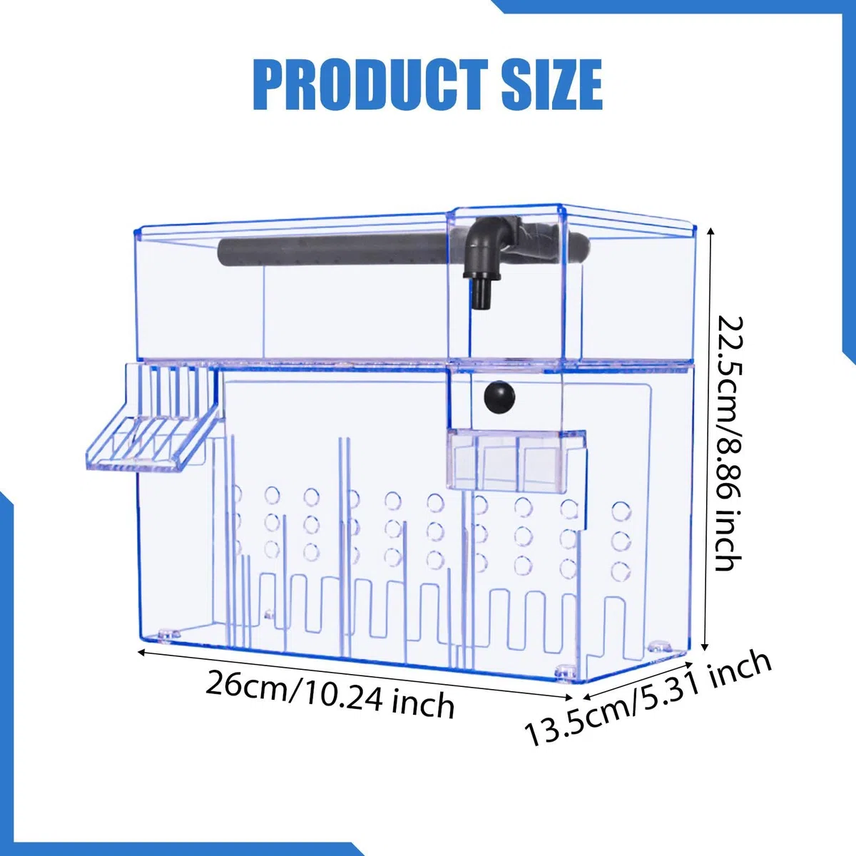 Qianly Caja de Filtro para Acuario Eficiente con Filtro de Doble Capa de Goteo Caja Colgante Transparente de Tortuga Accesorio para Acuario con Aislamiento D, 26 Cm X 13.5 Cm X