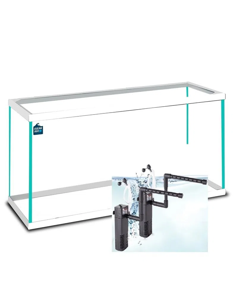 Acuario Cristal con Marco Blanco 38 L. Filtro (XIL) + Tubo LUZ LED