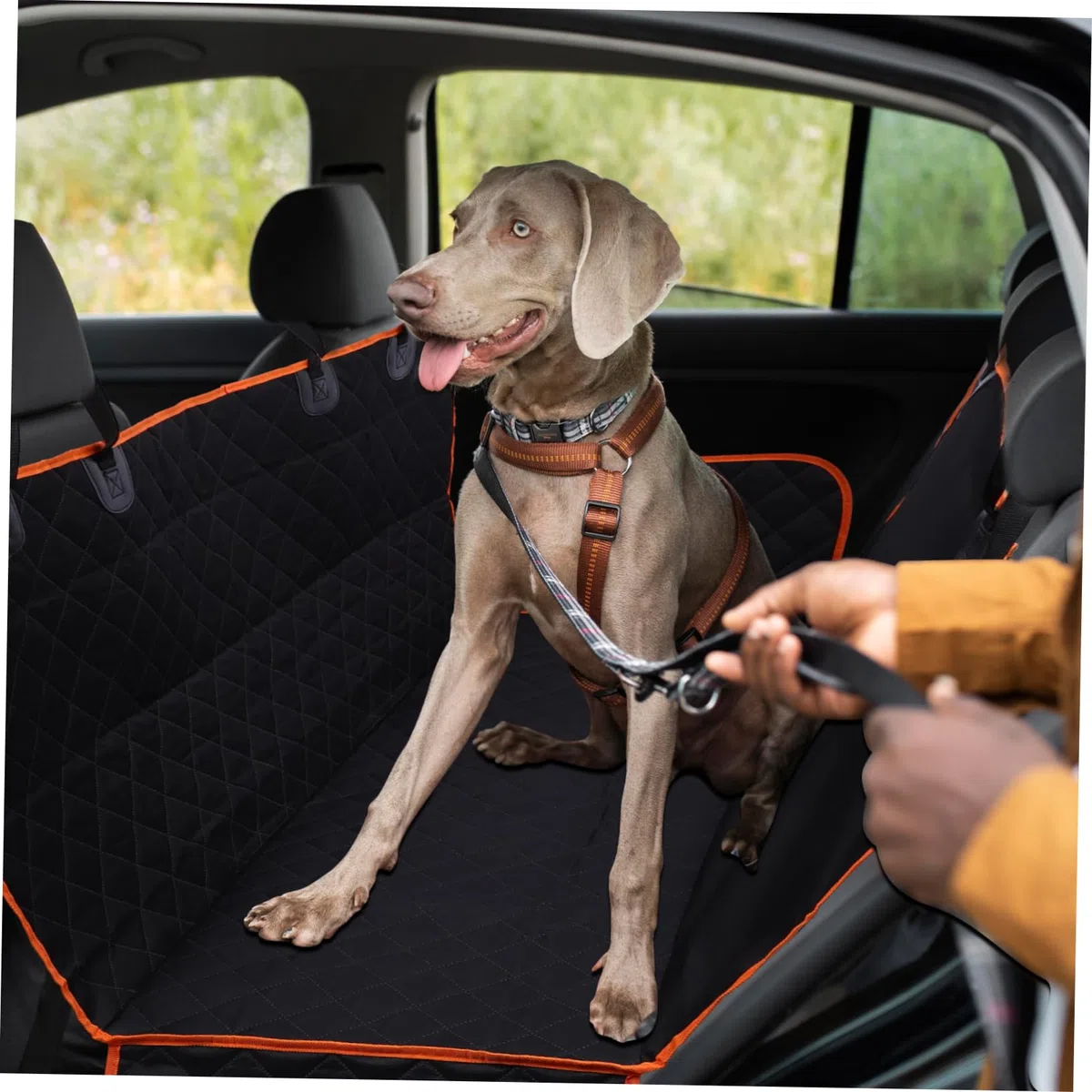 Milisten Funda para Asiento de Coche para Mascotas, Tamaño Grande, Tela Negra, Protege del Barro y Ofrece Amplio Espacio para Perros Grandes Asiento Trasero