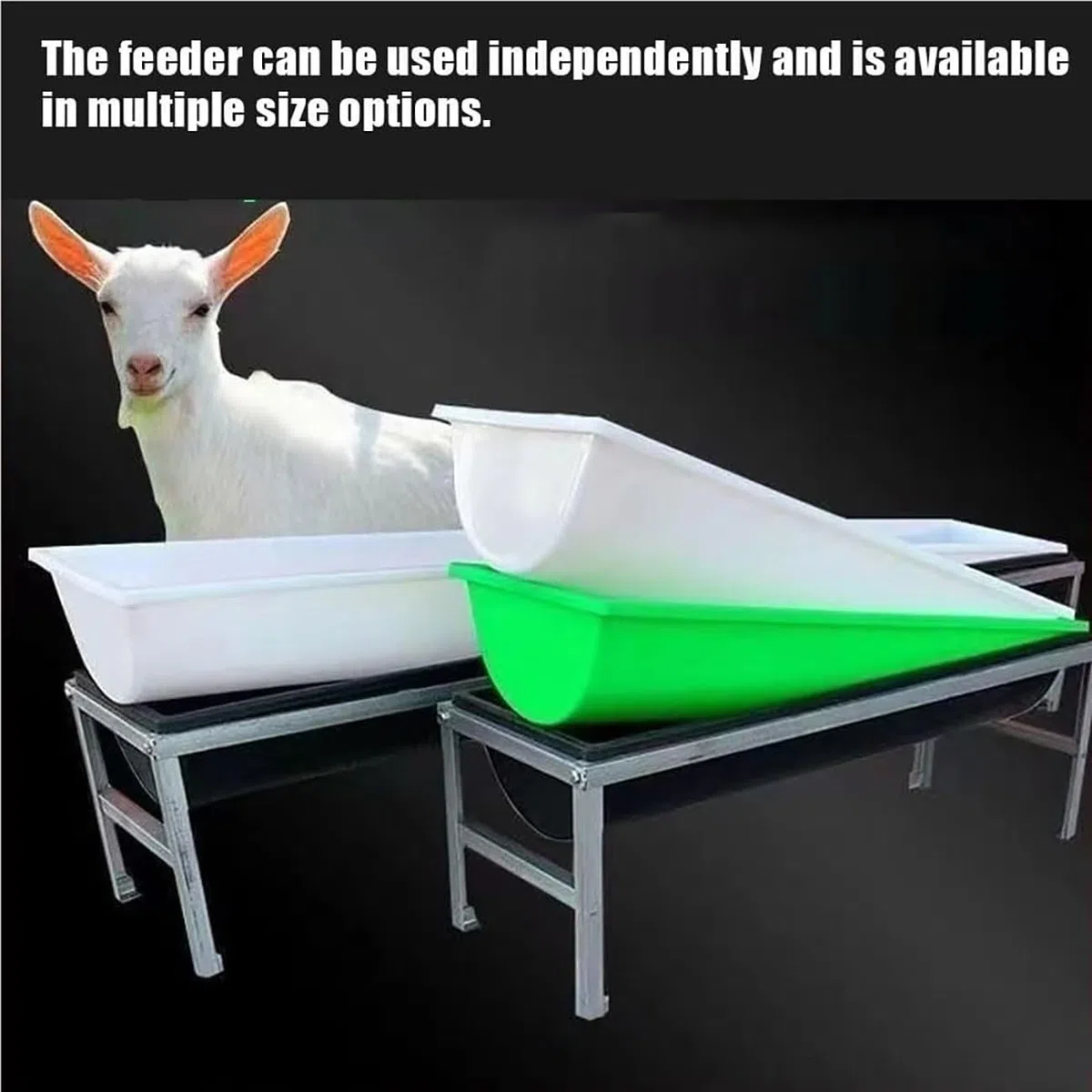 Comedero Y Bebedero 2 En 1 Con Soporte Metálico | Bandeja Para Comida Y Agua Fácil De Limpiar Para Cabras, Ovejas, Vacas Y Caballos De Granja(White,39.4x11.8x7in)