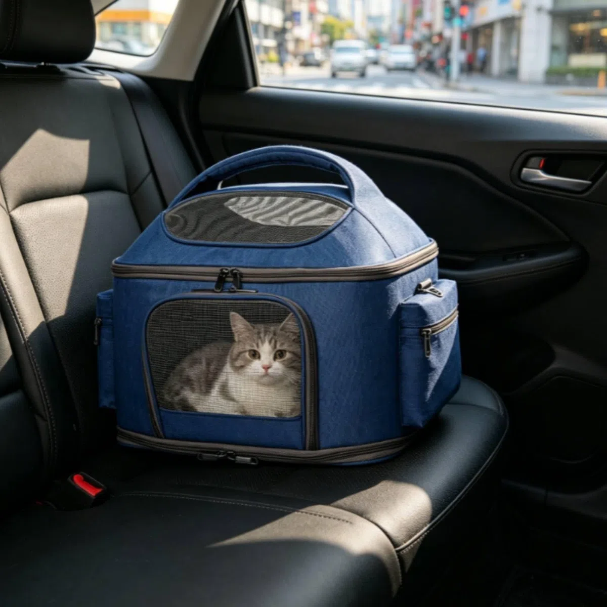 Transportín con Correa Hombro Portátil Bolsa Transporte con Correa Hombro Flexible Bolso para Perros Pequeños, Gris Claro