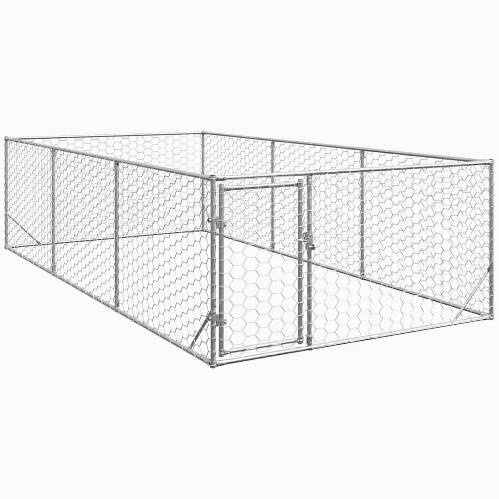 vidaXL Caseta para Perros de Exterior con Puerta 2x4x1 m de Acero