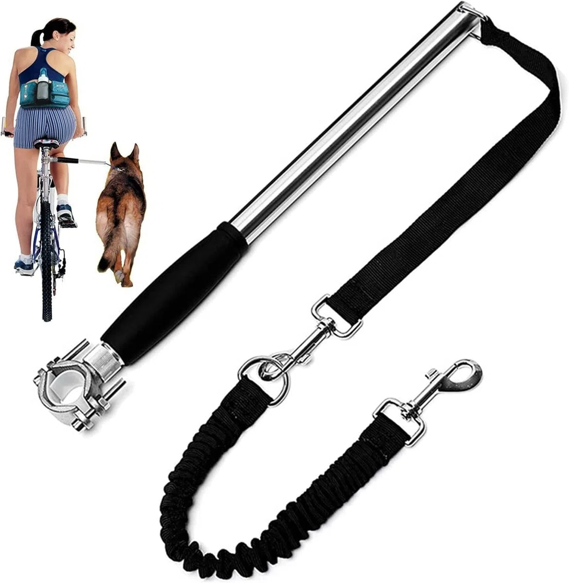 Correa de Perro sin Manos para Bicicleta, Ajustable para pasear, Entrenar, Correr y Montar en Bici con tu Mascota, Uso fácil, Segura y cómoda al Aire Libre