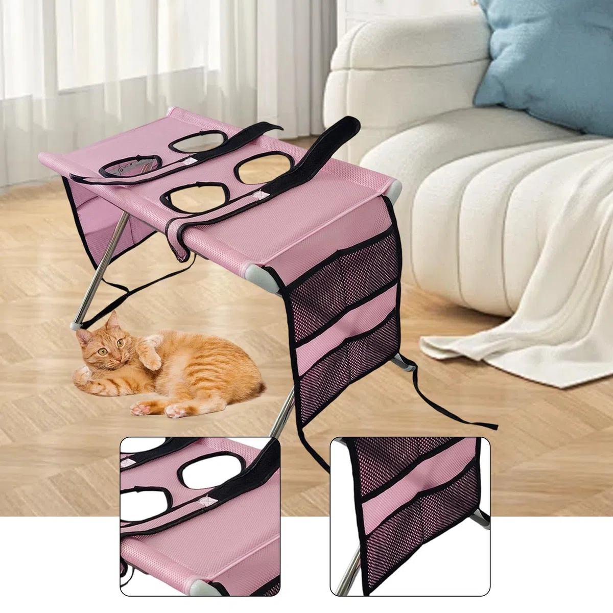 Mesa de Aseo para Mascotas con Correa Fuerte Y Estructura Plegable Portátil Mesa Auxiliar de Baño Y Recorte de Uñas para Gatos Perros Pequeños Animale