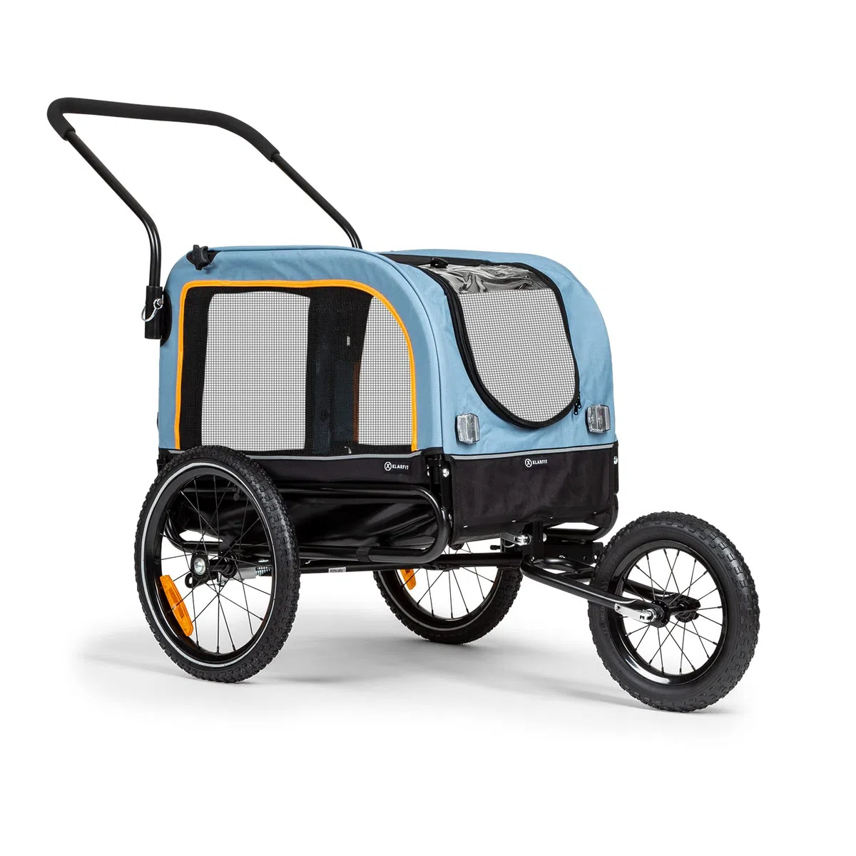 KLARFIT Corgi 2 en 1 Remolque de Bicicleta y Silla de Paseo para Perros - Remolque para Perros con Capacidad máxima de 30 kg, Marco de Acero Revestido en Polvo, banderín, 600D Oxford Canvas