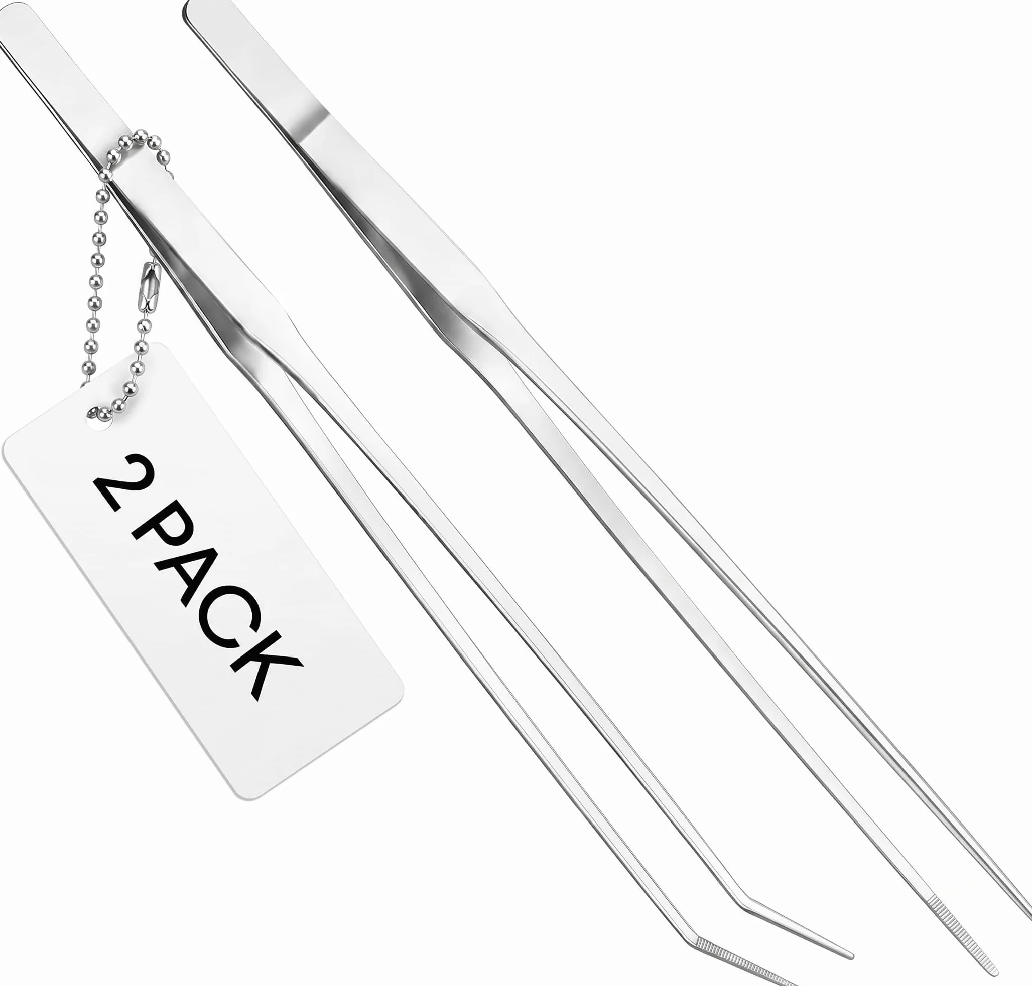 2 pinzas largas para acuario, pinzas curvadas de 27 cm, pinzas de alimentación de reptiles de acero inoxidable, herramientas de terrario, alimentador para lagartos, accesorios de tanque de serpiente