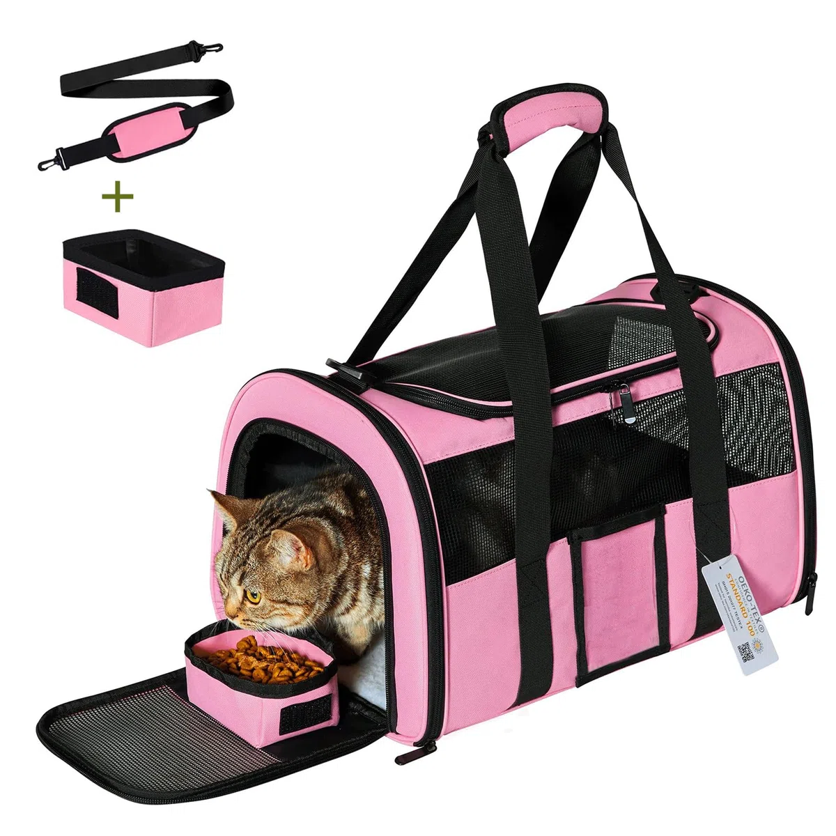 Transportador suave para gatos con certificado Oeko-TEX para gatos, perros pequeños, transportador plegable de viaje para perros pequeños, aprobado por aerolíneas TSA para gatos grandes, 15