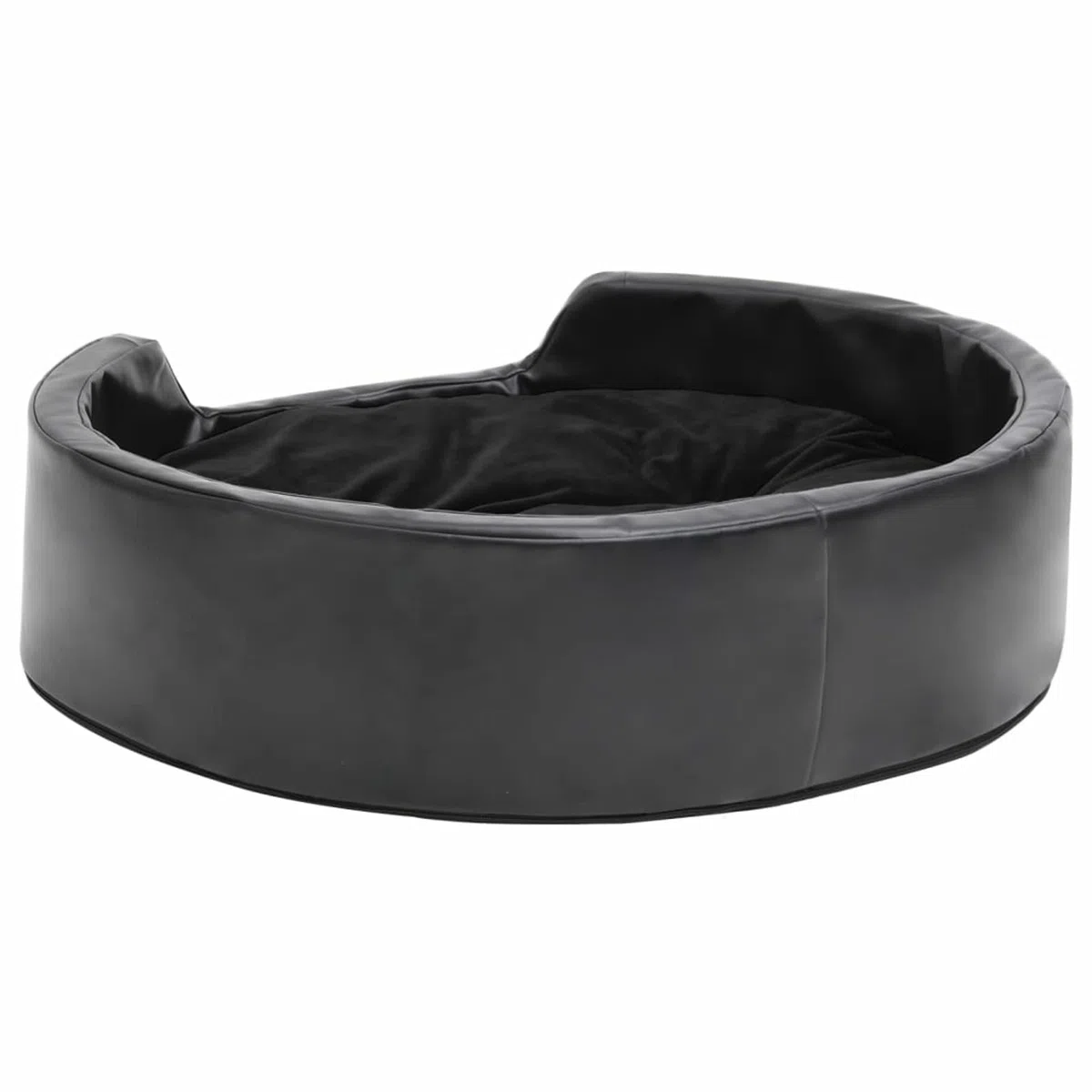 ZHOUMIN Cama para Perros, Sofa Perro, Colchon Perro, Sofá Cama para Mascotas, Felpa y Cuero sintético Negra 69x59x19 cm