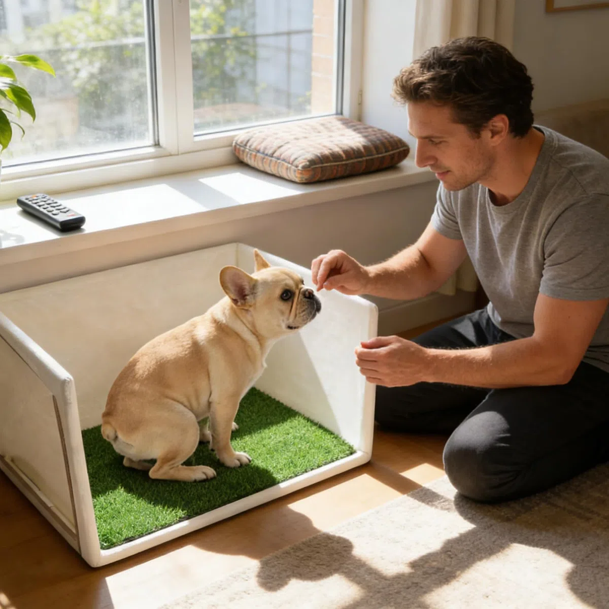Bandeja Sanitaria Para Perros Impermeable Con Paredes Altas Para Mascotas | Estación para Hacer Pis en Interiores Para Apartamento Balcón Sala De Estar Pequeño Mediano