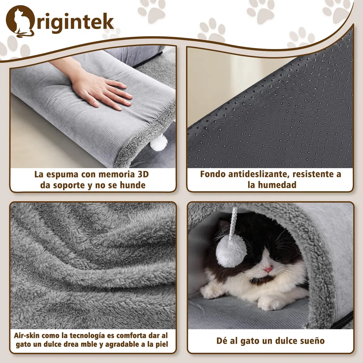Túnel para gatos, túnel de felpa, túnel para gatos de interior, grande, 70 x 70 cm