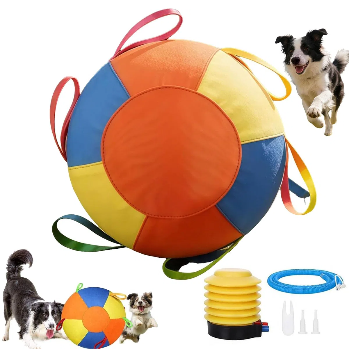 Herding Balls for Dogs, Calming Jumbo Ball for Dogs, 10 18 22 Inch Giant Inflatable Dog Ball with Reinforced Handles Cover & Pump, Durable Tear Resistant Toy for Training Exercise Play (45 cm/17.72in)