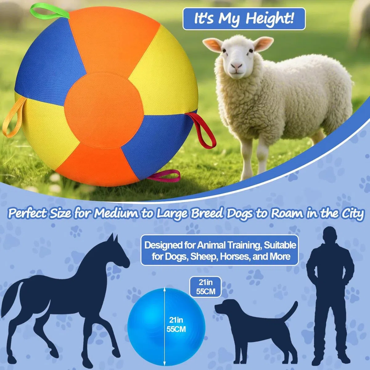 Juguetes de pastoreo para perros Juguete Inflable Resistente a Roturas | Pelota de Perro Calmante con Asa para Jardín, Piscina, Juego, Ejercicio, Dentición, Cachorro, Pequeño, Mediano, Grande