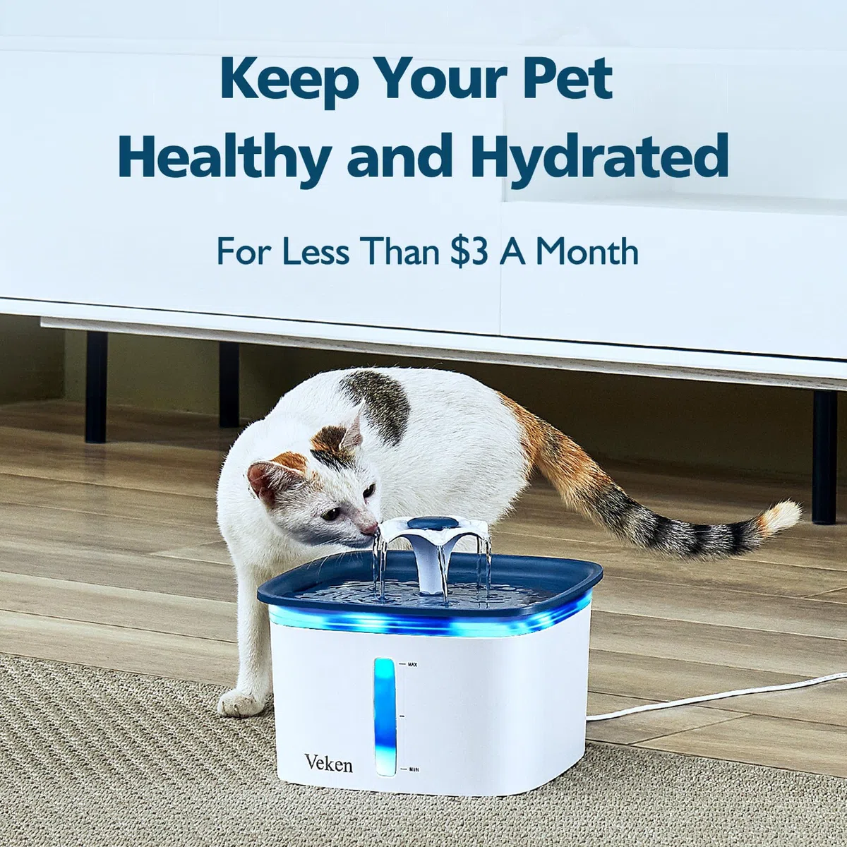 Veken VK052742US - Paquete de 8 esponjas de prefiltro de Repuesto para dispensador automático de Agua para Mascotas, Gatos, Perros, Fuente de Agua, Resina, Color Blanco y Negro