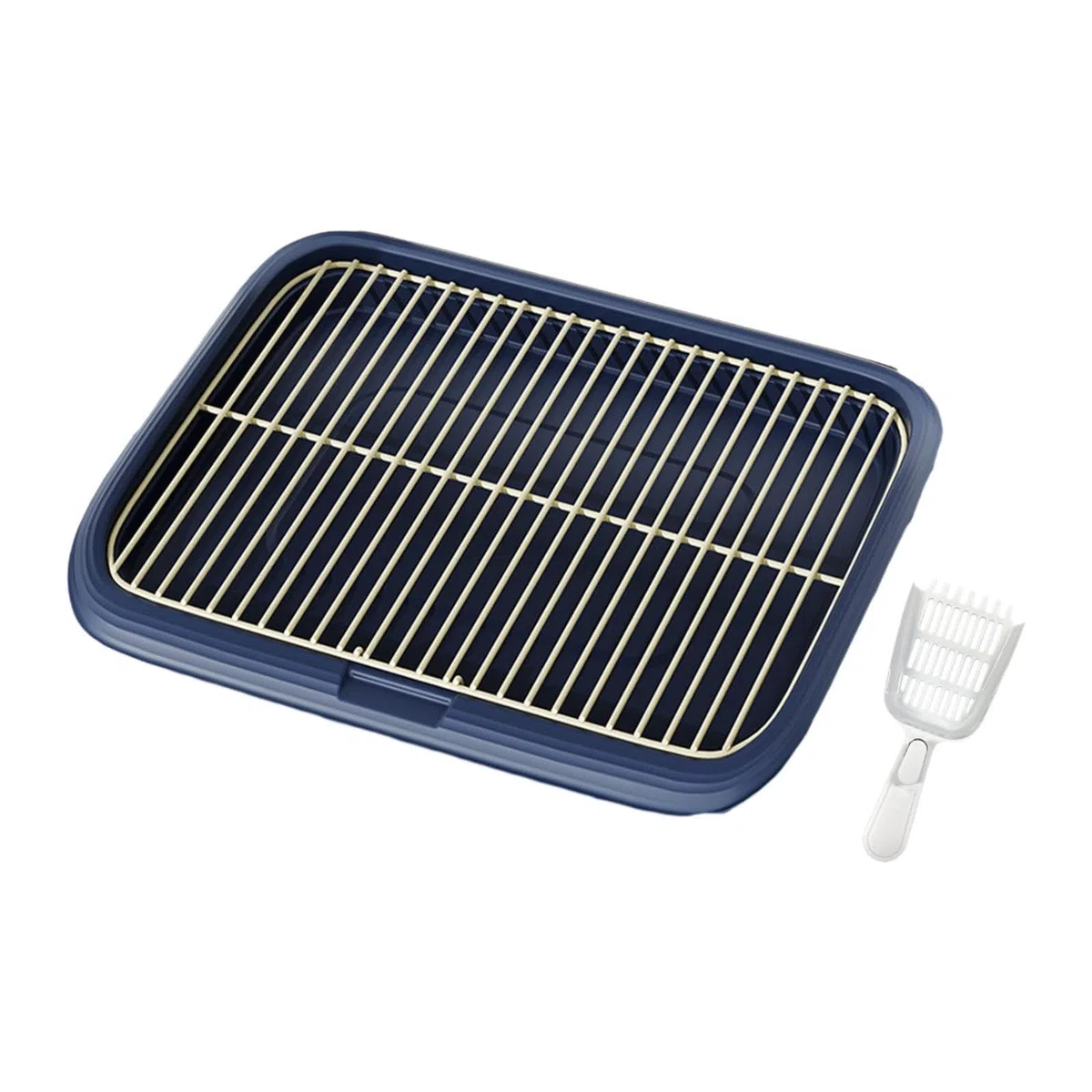 El Entrenamiento para IR al baño de tu Cachorro es fácil con una Bandeja Antideslizante Especialmente diseñada para Perros pequeños en casa, Azul Oscuro, SG