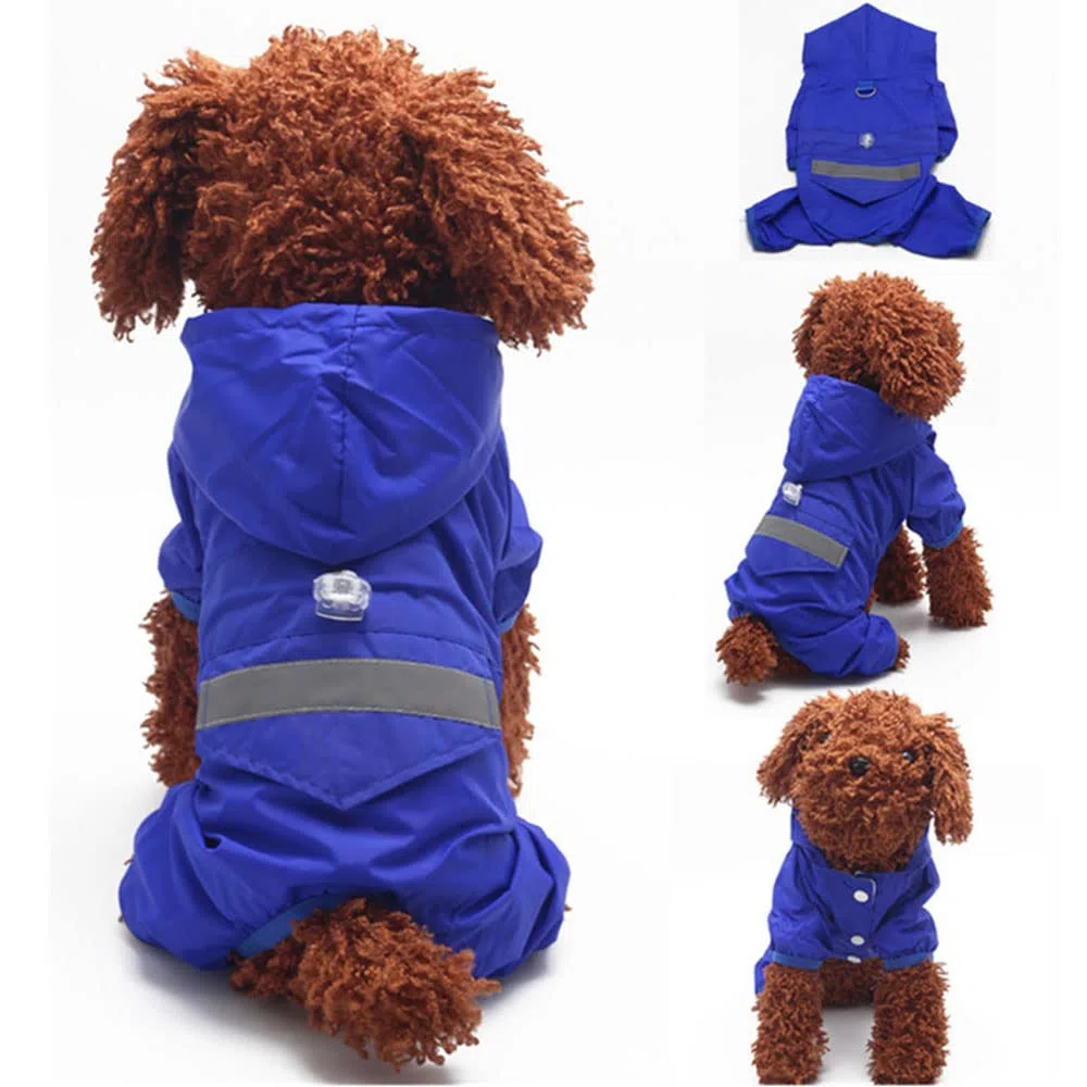Chubasquero para Perros, Mono Impermeable for Mascotas, Gatos y Perros, con Capucha Reflectante, Ropa de Exterior for Cachorros, Chaqueta for pequeños, Suministros for(Red,L)