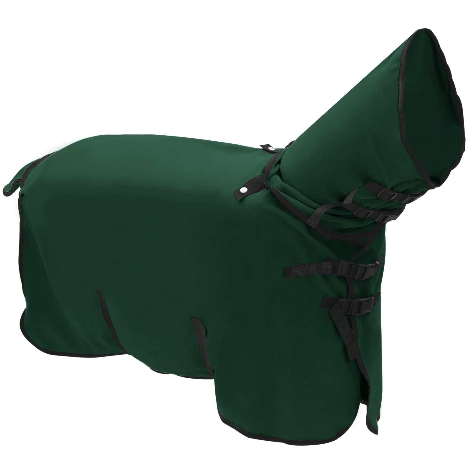 Manta para caballo verde oscuro de 95 cm, poliéster, transpirable, impermeable, resistente al viento, con parte para el cuello, para pastoreo, exterior, transición, verano, invierno