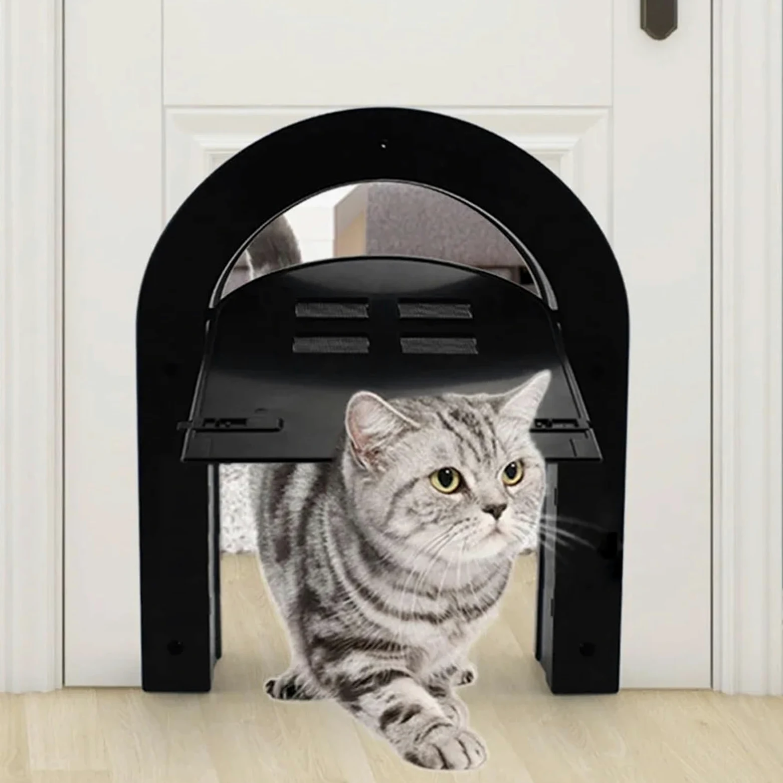 Gateras para Puertas Puerta de Pantalla for Perros y Gatos domésticos, Ventana magnética Entrada Libre for Puertas arqueadas plástico ABS Madera, Accesorios para Puerta(White)