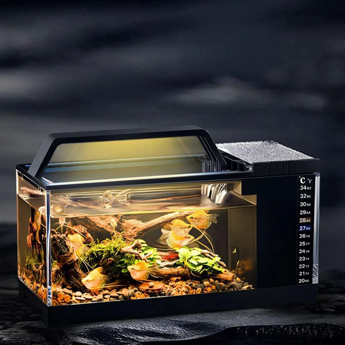Kit de acuario genérico, depósito de peces de acuario con filtro y ligero kit de bombas silenciosas con de filtración, accesorios de escritorio inteligentes para
