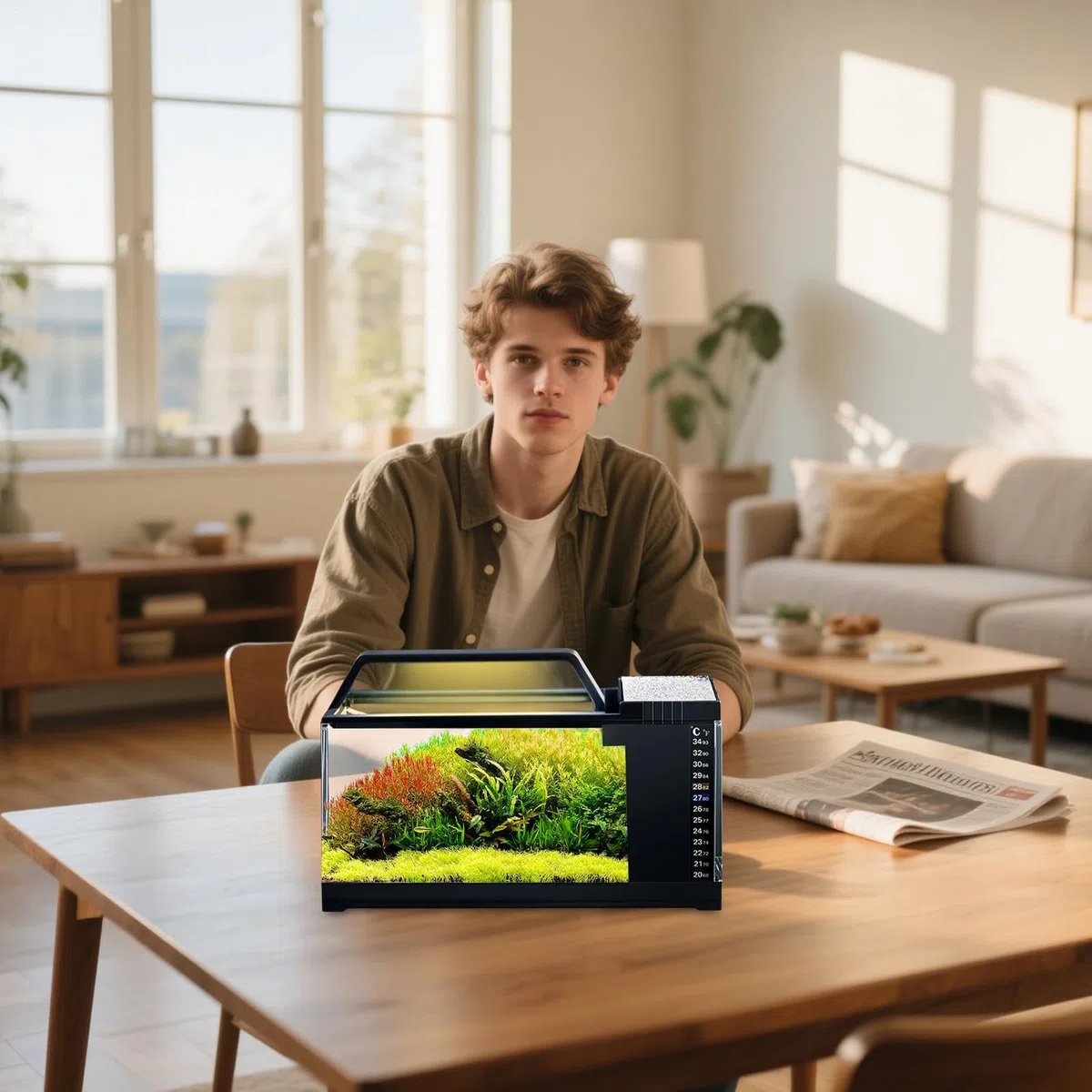 Kit de acuario genérico, depósito de peces de acuario con filtro y ligero kit de bombas silenciosas con de filtración, accesorios de escritorio inteligentes para