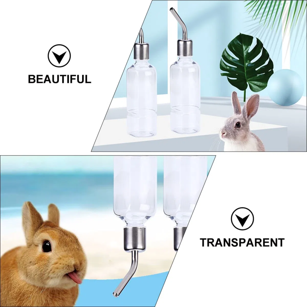 POPETPOP 6piezas Botella De Agua para Bebedero Colgante Inoxidable Sin Fugas para Hámsters Conejos y Chinchillas Unidades