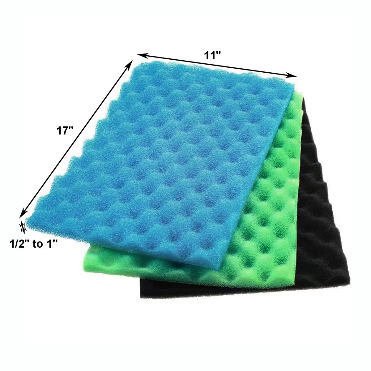 AQUANEAT Almohadilla de Espuma de Filtro de Espuma para Acuario, Corte a Medida, para Estanque de Tanque de Peces, 17 x 11 x 1/2 a 1 Pulgada