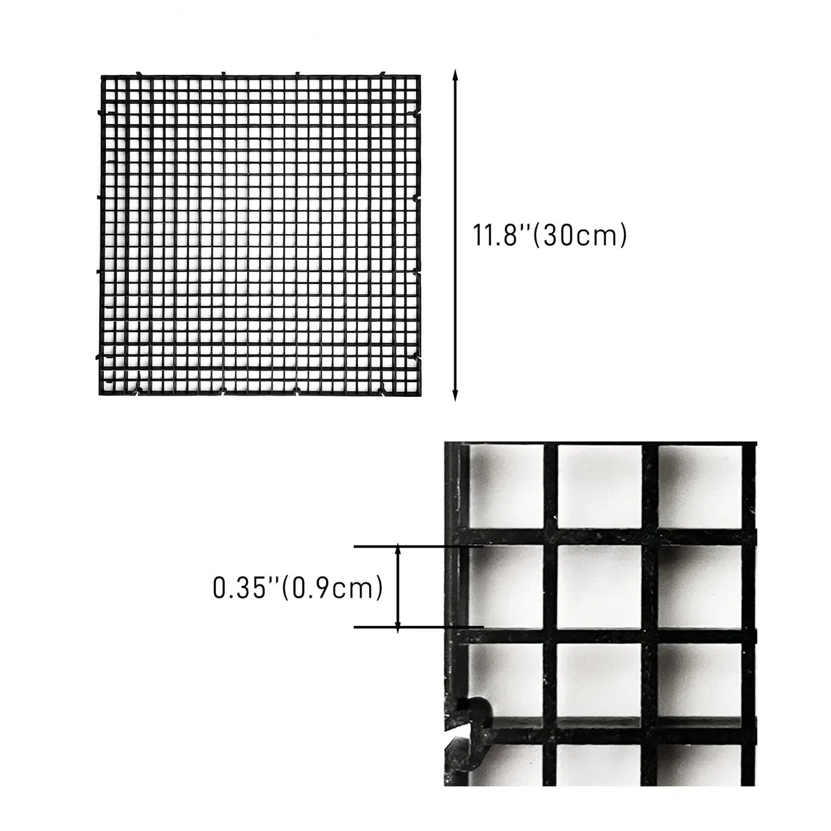 8 separadores de acuario, 11.8 x 11.8 pulgadas, rejilla de plástico con clips de ventosa, caja de huevos ajustable para cría mixta, toma de tortugas y protección inferior de filtro (negro)