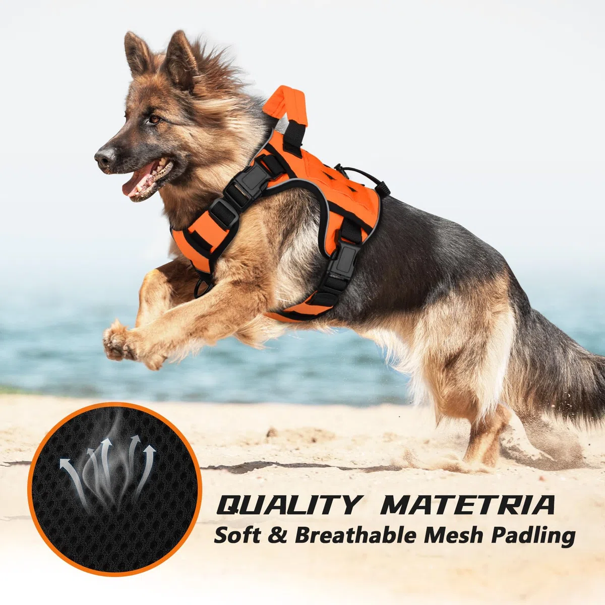 WINGOIN Arnés táctico naranja para perros pequeños, arnés para perro sin tirones | Chaleco militar K9 resistente con asa, reflectante ajustable, para mascotas, para caminar, entrenar y correr