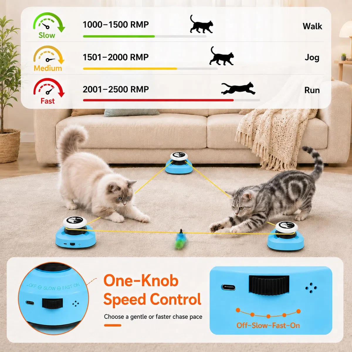 ITSHINY Juguete eléctrico para gatos, juguete interactivo para gatos, autoempleo con caminos ajustables, modos automáticos/manuales, recargable, para jugar activamente la salud