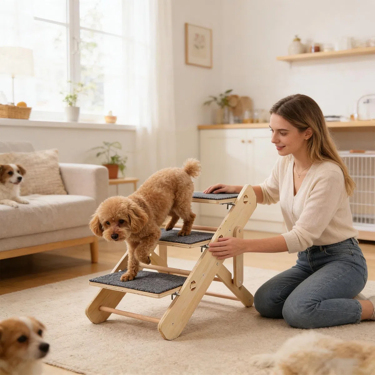 Rampa para Perros Plegable Escaleras Plegables Estables para Mascotas | Para Subir a la Cama o al Sofá Para Subir a Camas, Sofás y Sillones en Casa