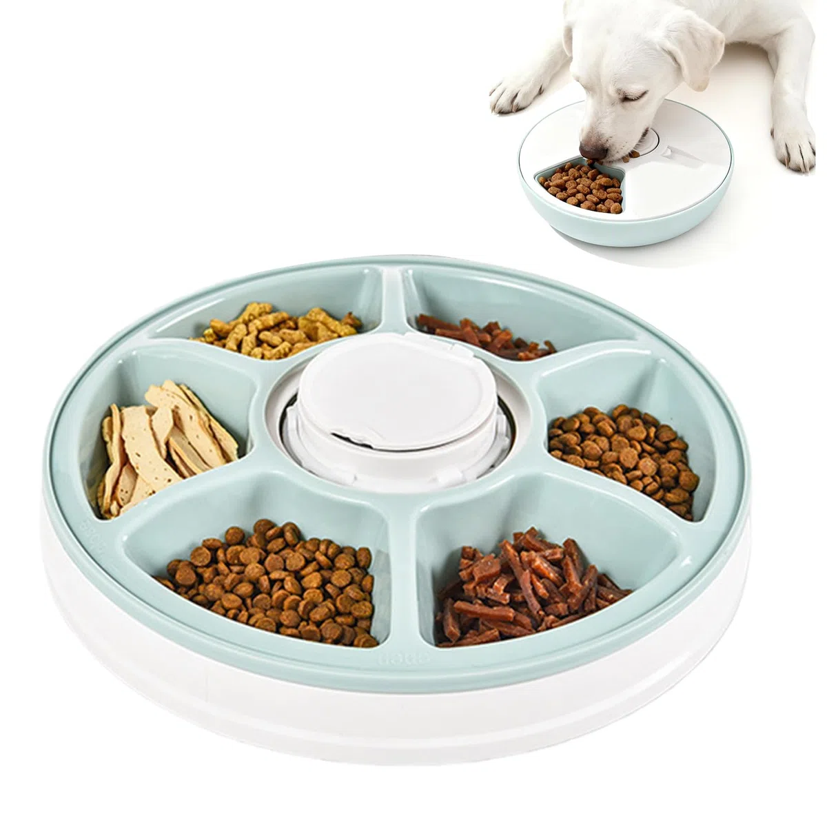 PORFOYO Comedero Automático Para Gatos Con Refrigeración, Alimentador Inalámbrico Con Batería Y Temporizador, Dispensador De Comida Seca Y Húmeda Con Pantalla LCD, 6 Compartimentos