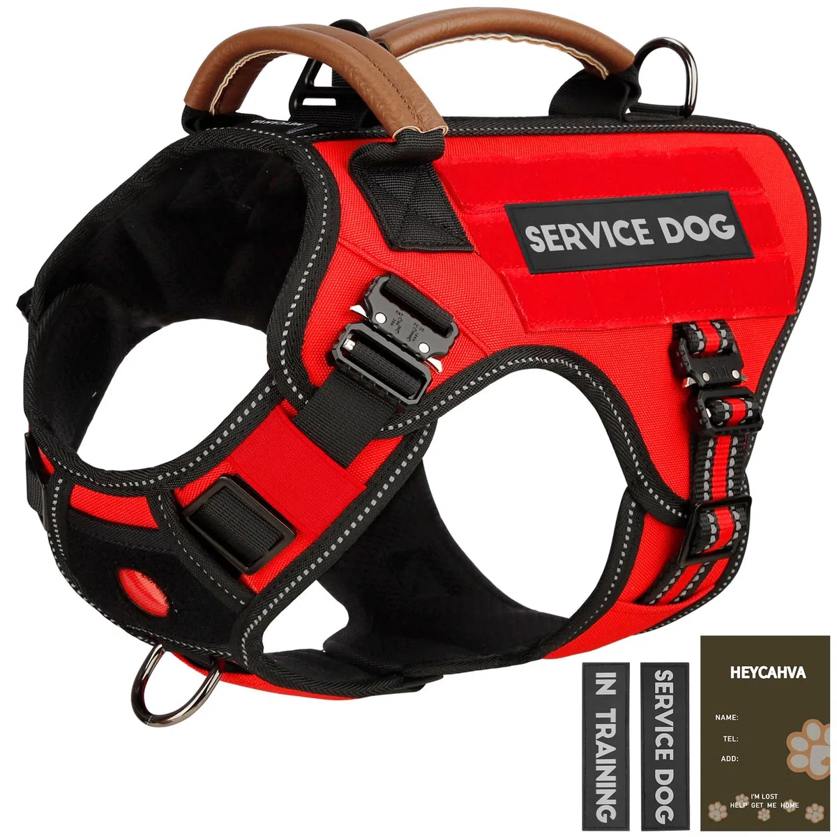Arnés táctico para perros de servicio para perros medianos y grandes (rojo, M)