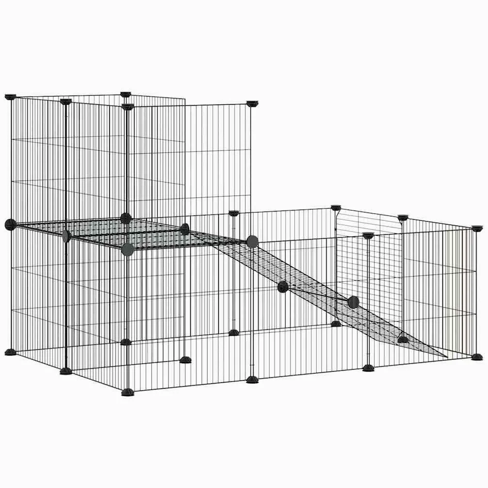 Jaula de 20 piezas para animales pequeños, de acero con recubrimiento en polvo, 35 x 35 cm, con puerta, casa para roedores para conejos, interior y balcón de jardín