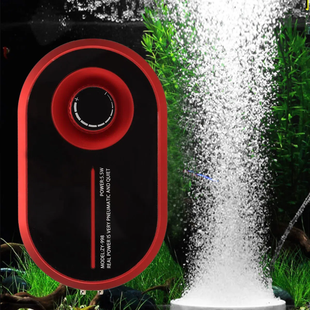 Bomba de Aire Ajustable para Acuario 1 para 4 Tecnología de Revestimiento Interior Bomba de Aire para Tanque de Peces de Gran Volumen Fuente de Alimentación de CA Silenciosa para