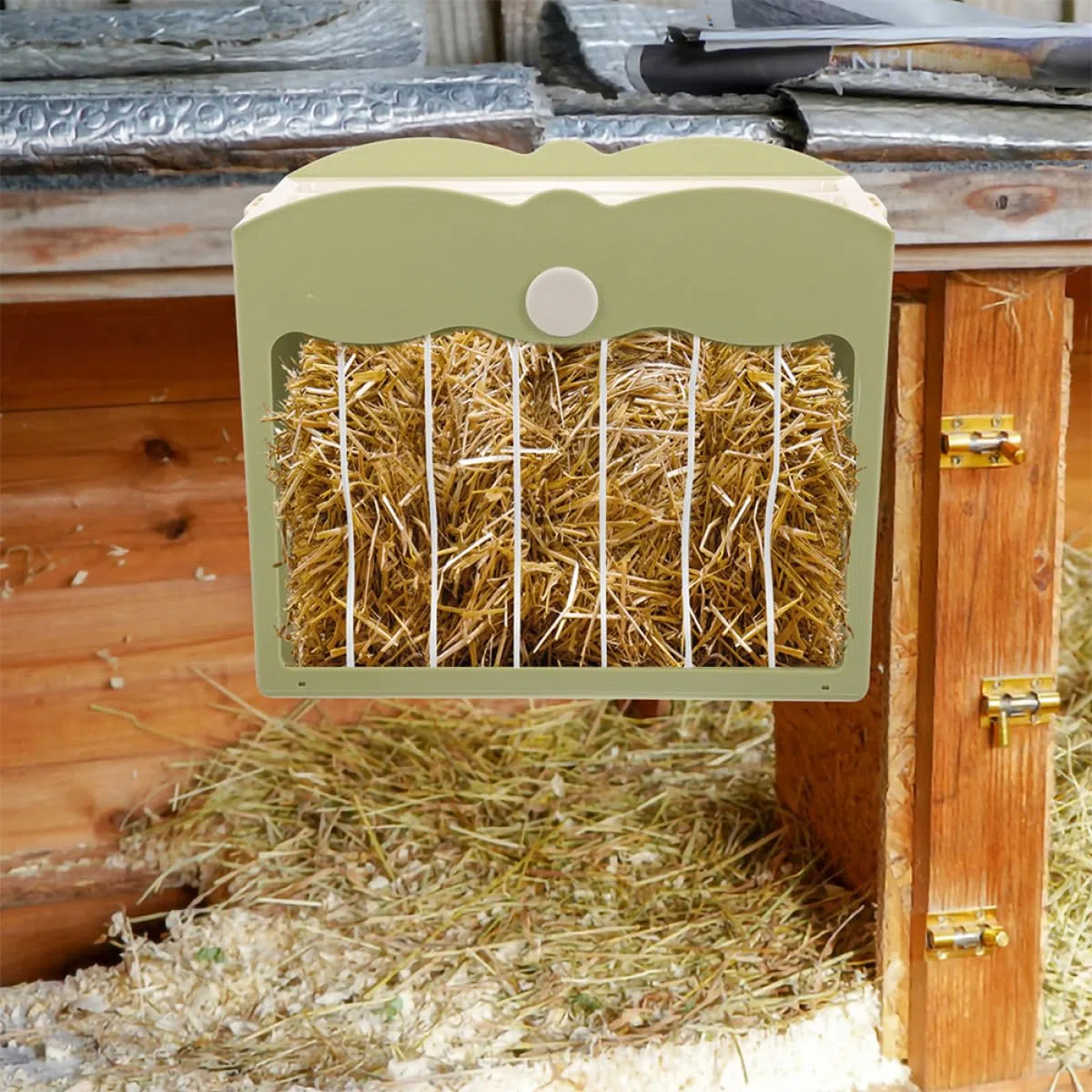 PartyKindom Alimentador Colgante para Conejos y Pequeños Animales de Plástico Verde, Comedero Doble para Mantener la Comida Limpia y Organizada en Jaulas