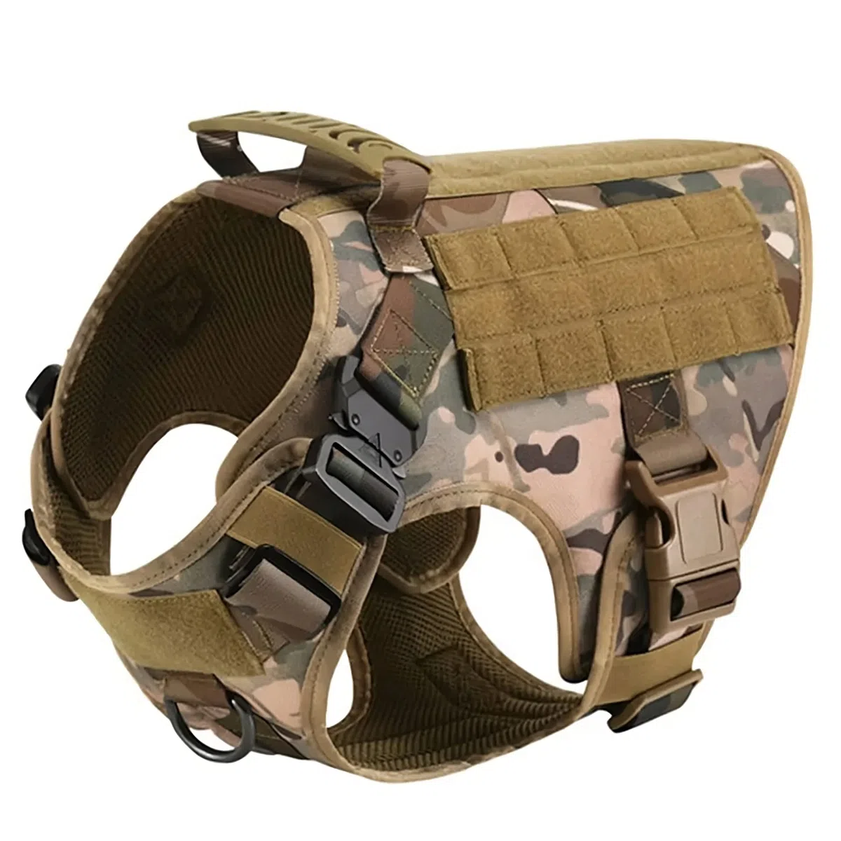 Special Force K9 - Arnés táctico para perros medianos y grandes con asa, arnés de seguridad ajustable acolchado (marrón, L)