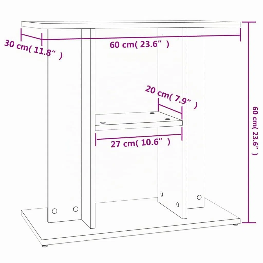 vidaXL Soporte para acuario Sonoma gris 60x30x60 cm Madera sintética