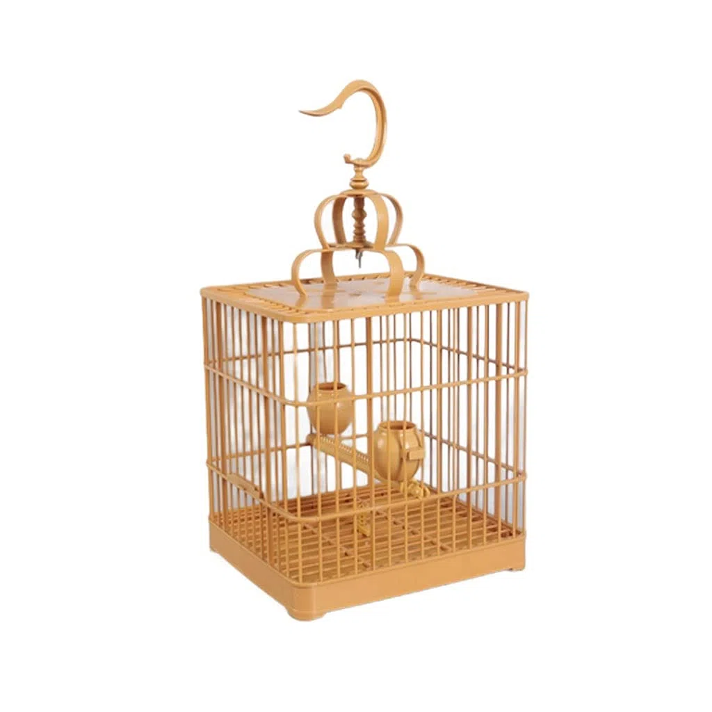 Jaula De Vuelo para Pájaros Cuadrada De Plástico para Bañarse, para Pinzones, Minás, Loros, Jaula Colgante Portátil con Varilla De Soporte Y Comedero.(A)