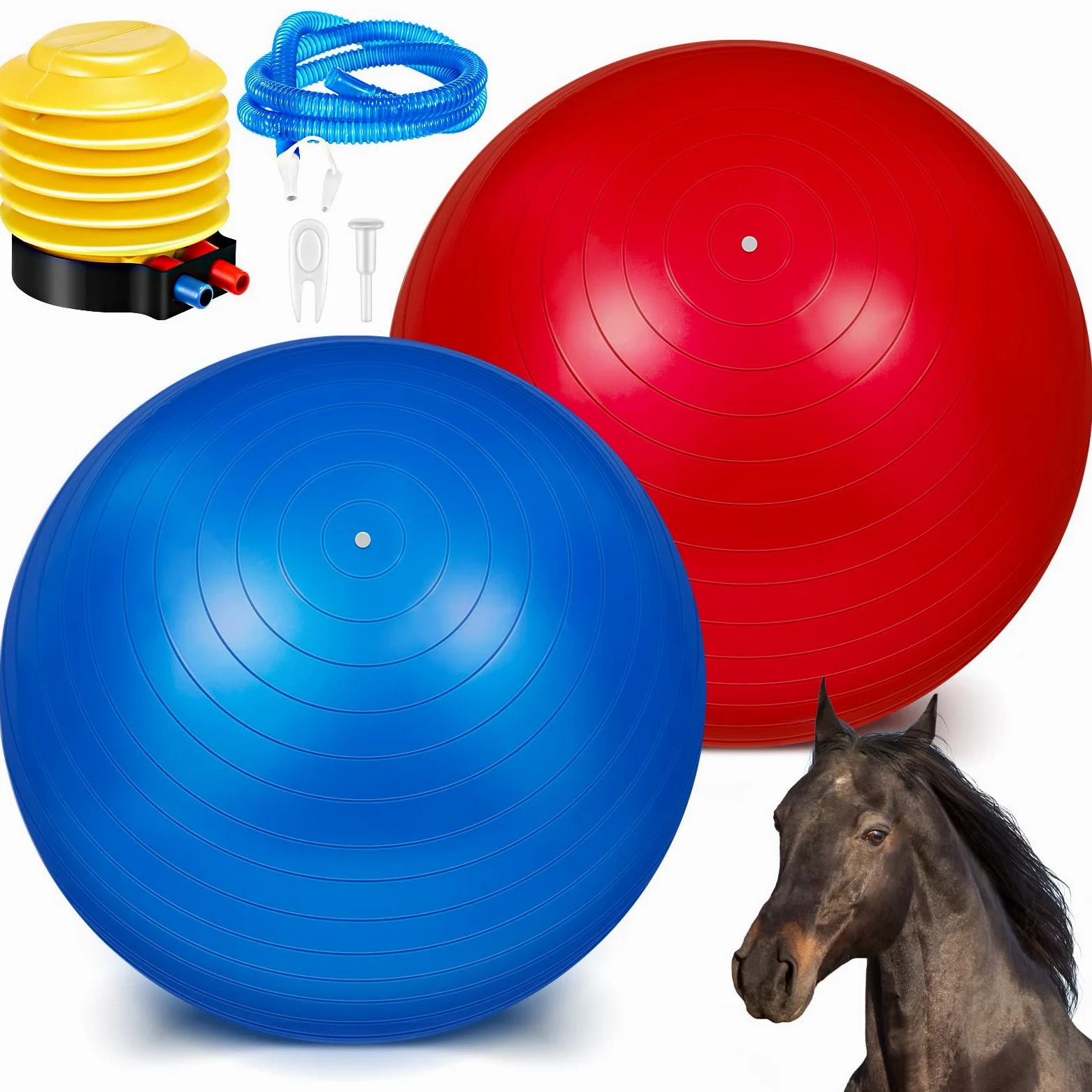 Sotiff 2 Pelotas de fútbol Gigantes de 40 Pulgadas para Jugar a Caballos Grandes, Color Azul y Rojo