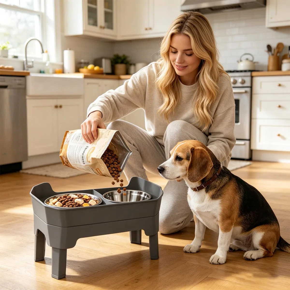 Comederos Elevados Para Gatos Estación De Alimentación De Acero Inoxidable | Set De Comida Y Agua Para Perros Para Mascotas Cachorros Comer Beber Entrenar Exteriores Cocina Viaje Patio Jardín