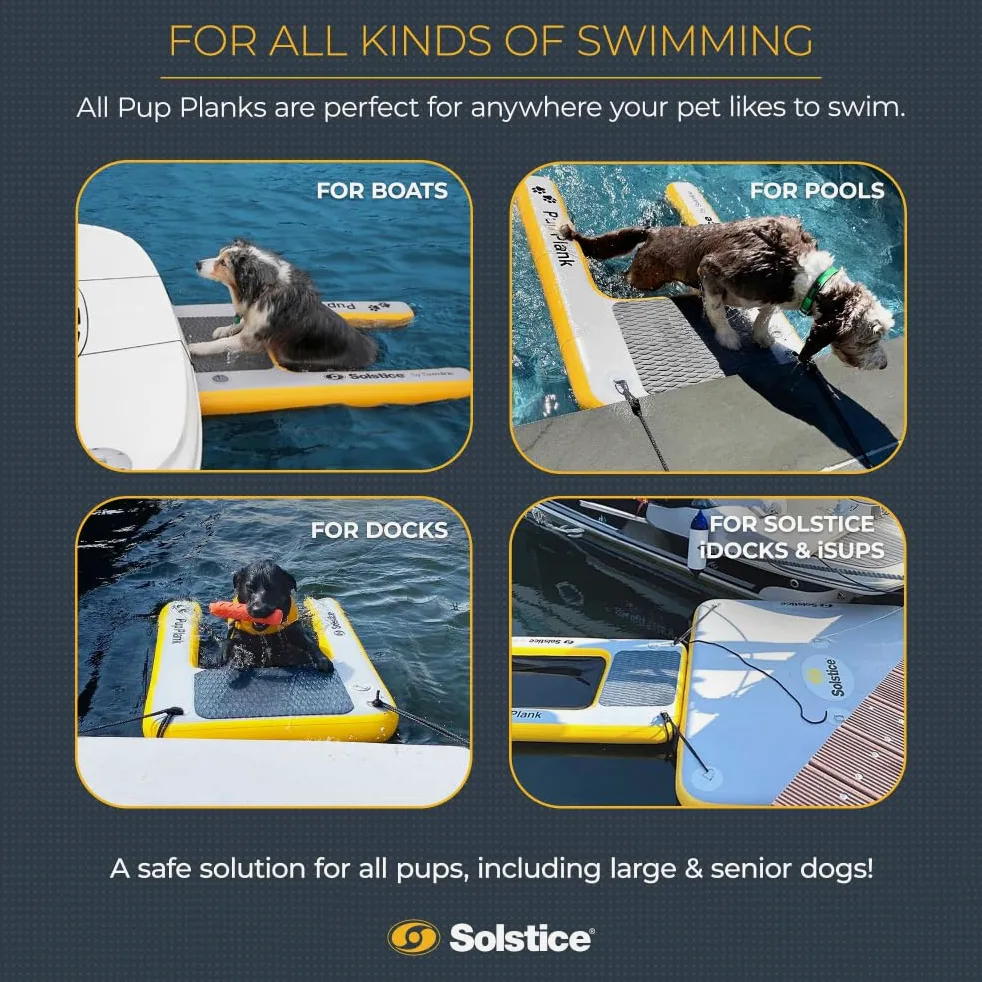 Solstice Tablón Inflable para Cachorros, rampa de Agua para Perros para Barcos y muelles, tamaño Mini, Capacidad de 30 Libras, Plataforma Flotante para Mascotas para Lago, río, Playa y Piscina
