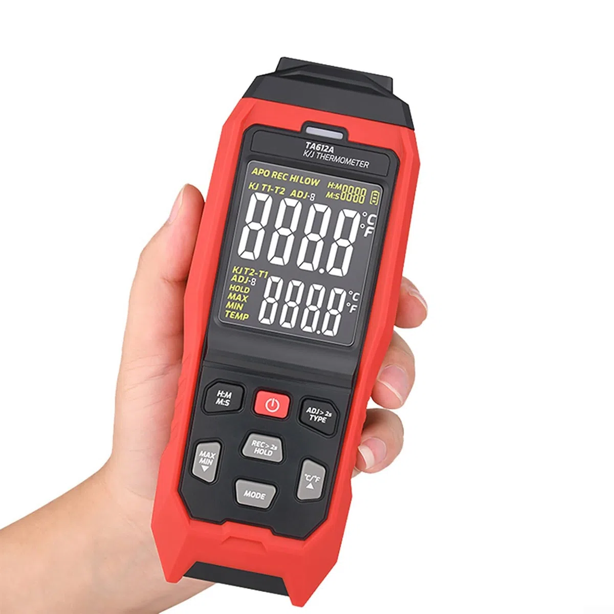 Termómetro, medidor de temperatura de termopar tipo K/J de un solo canal con carga de datos USB, alarma alta-baja, 9999 juegos de almacenamiento para pruebas industriales