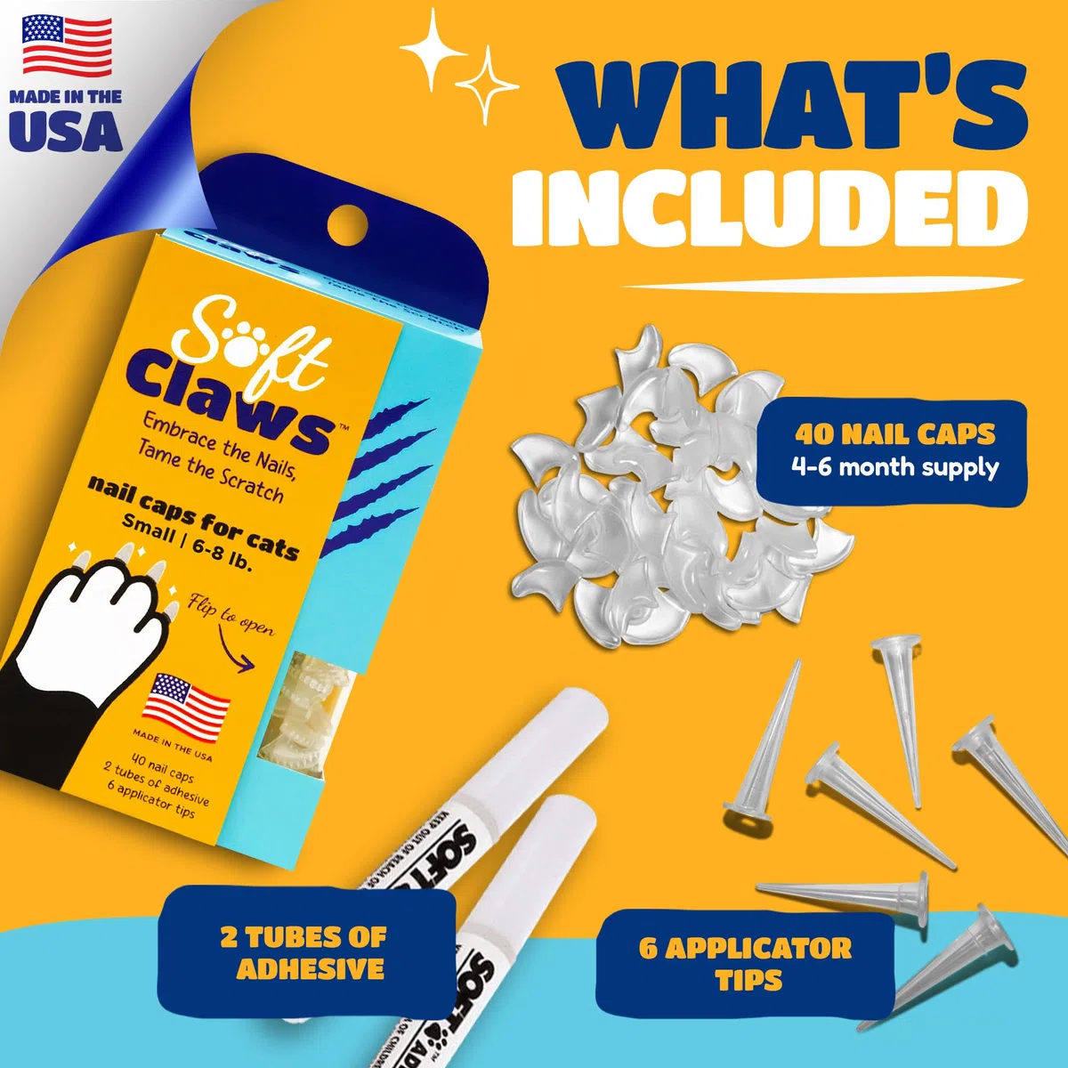 Soft Claws Inc Gatos Suave Garras Gato uñas Caps Take-Home Kit, pequeña, Color Azul