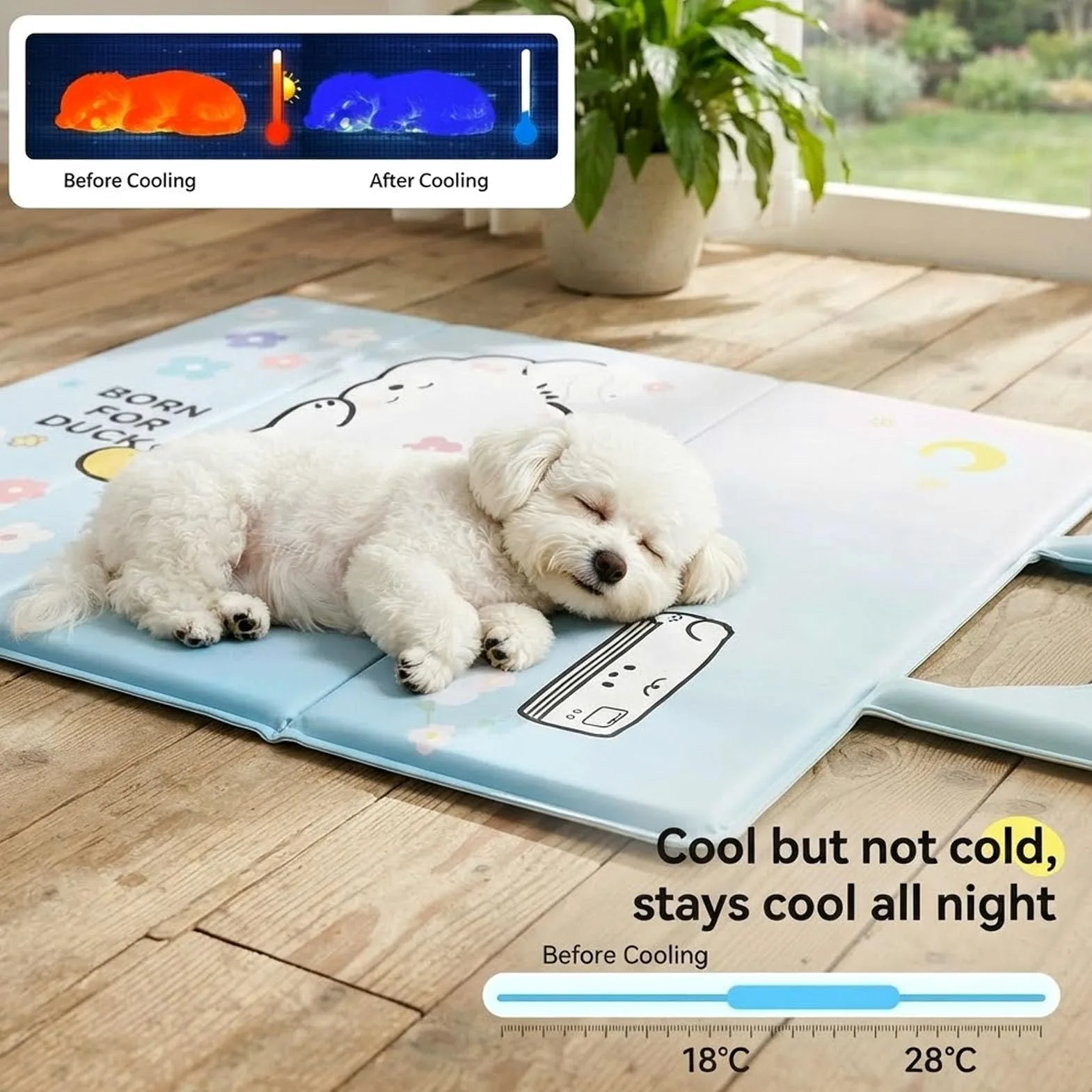 Alfombrilla de refrigeración para perros con gel de refrigeración automática, alfombrilla de refrigeración de verano para perros, diseño portátil de tres pliegues, almohadilla de