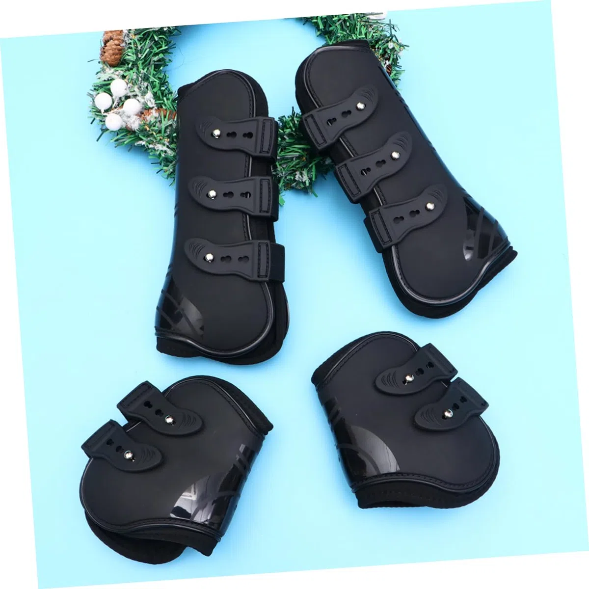 COLLBATH Protectores para Patas de Caballo Equipo Ecuestre Talla XL Negro | 2 Pares, Pu de Alta Elasticidad, Ajuste Cómodo y Antideslizante, Tamaño Xl para Uso en Patas de Caballo