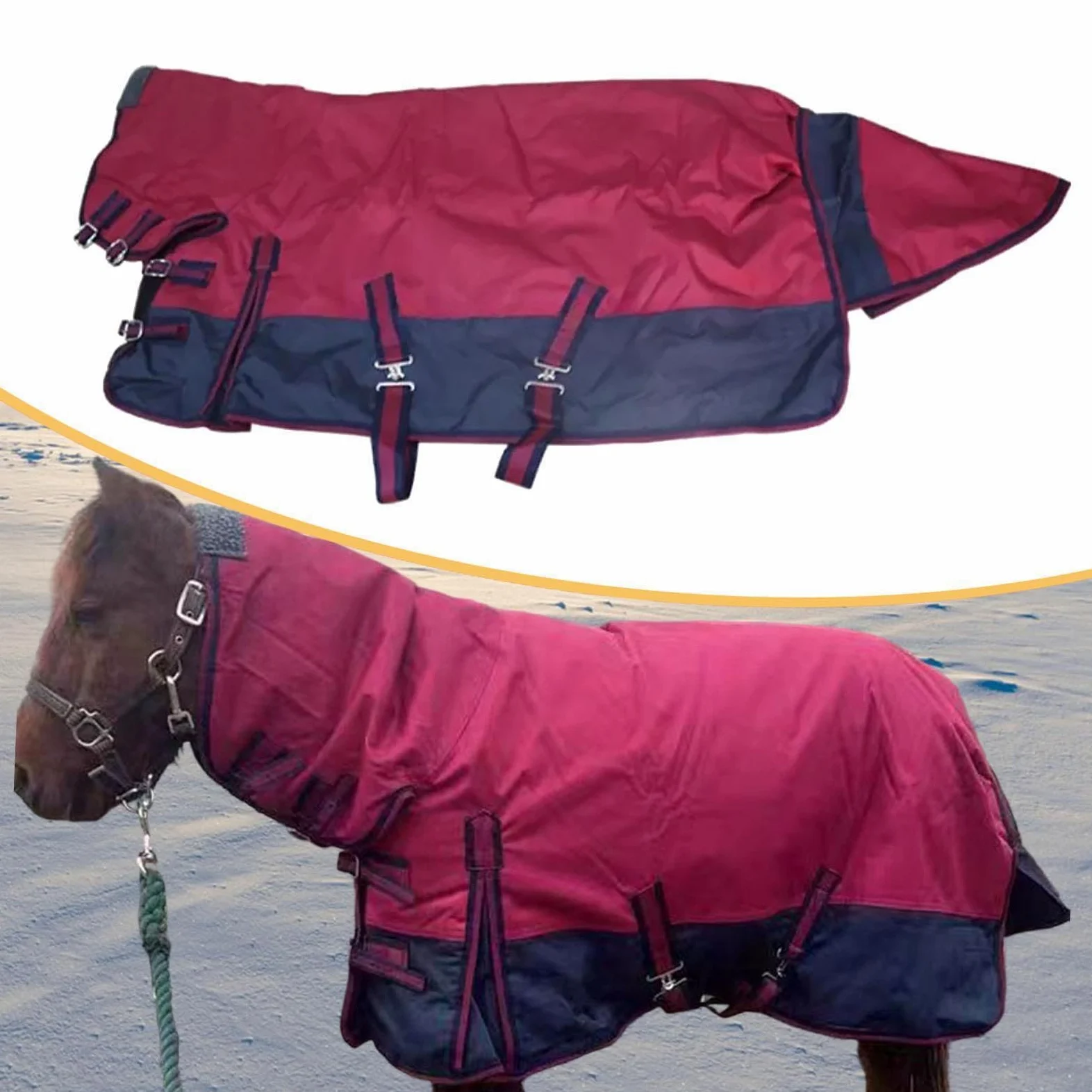 MERIGLARE Manta de Invierno para Caballos, Resistente Al Agua, Mantiene El, Transpirable, Oxford 600D, con Cubrecuello, Ropa Ecuestre.