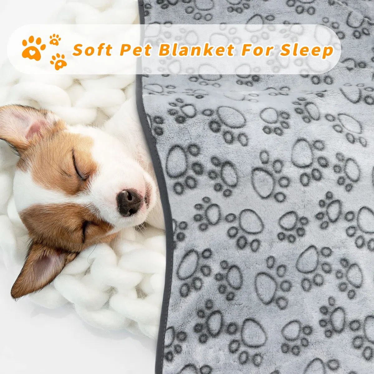LOKOZ Manta para perros pequeños y medianos, manta de forro polar lavable para cama, sofá, protección con bonita huella de patas, manta para mascotas, cachorros y gatos