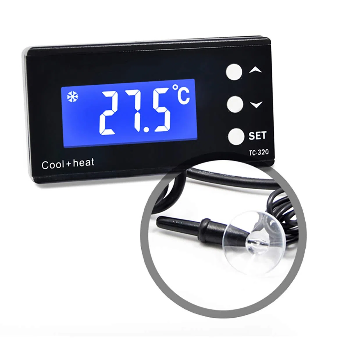 TopHomer Termostato digital LCD, temperatura ajustable y aspecto compacto para acuarios, reptiles, anfibios, acuarios