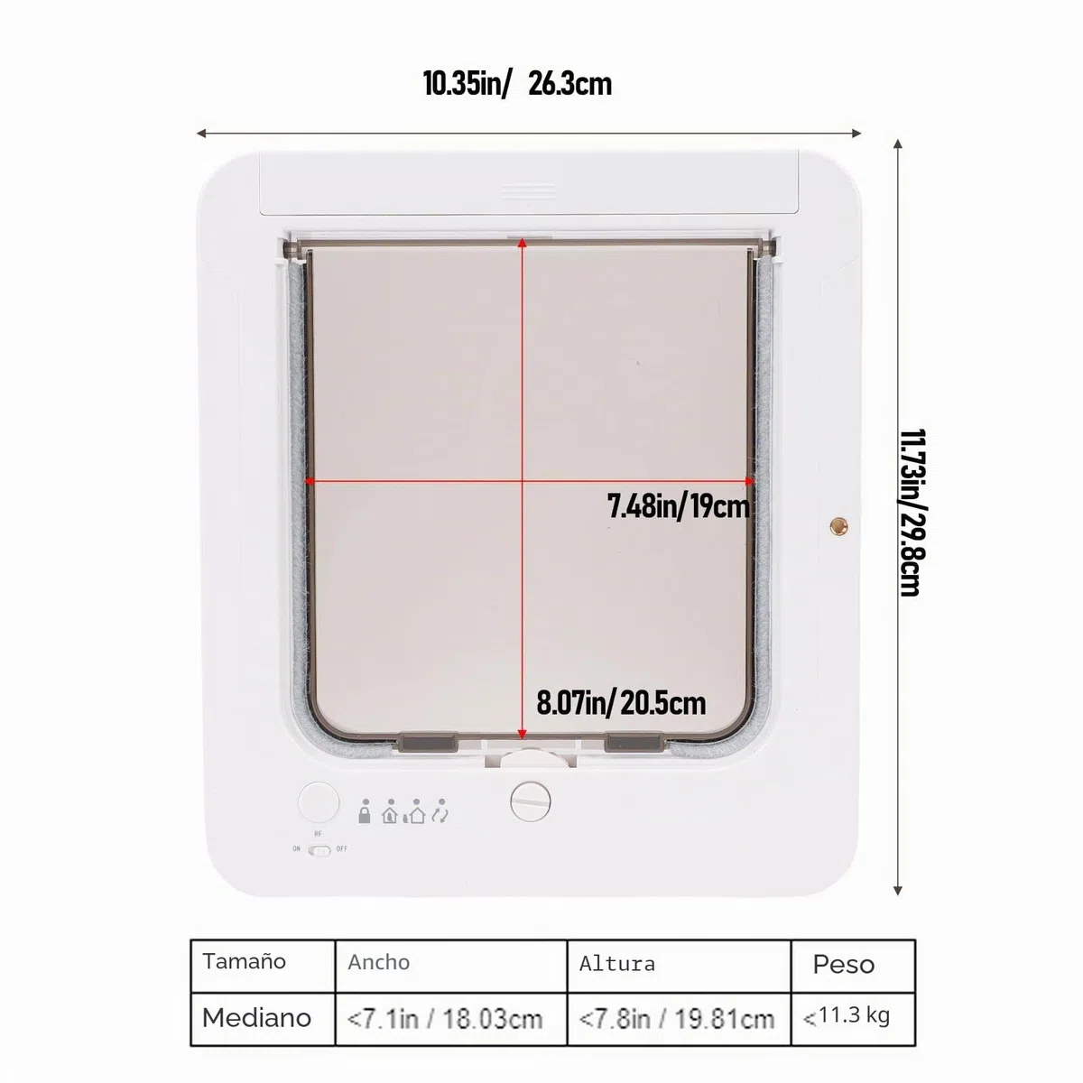 Fockety Puerta Inteligente para Gatos para Interior y Exterior, con Microchip de detección automática, Sensor de 2 Collares y Cierre de 4 vías, gatera para Paredes y hogar.