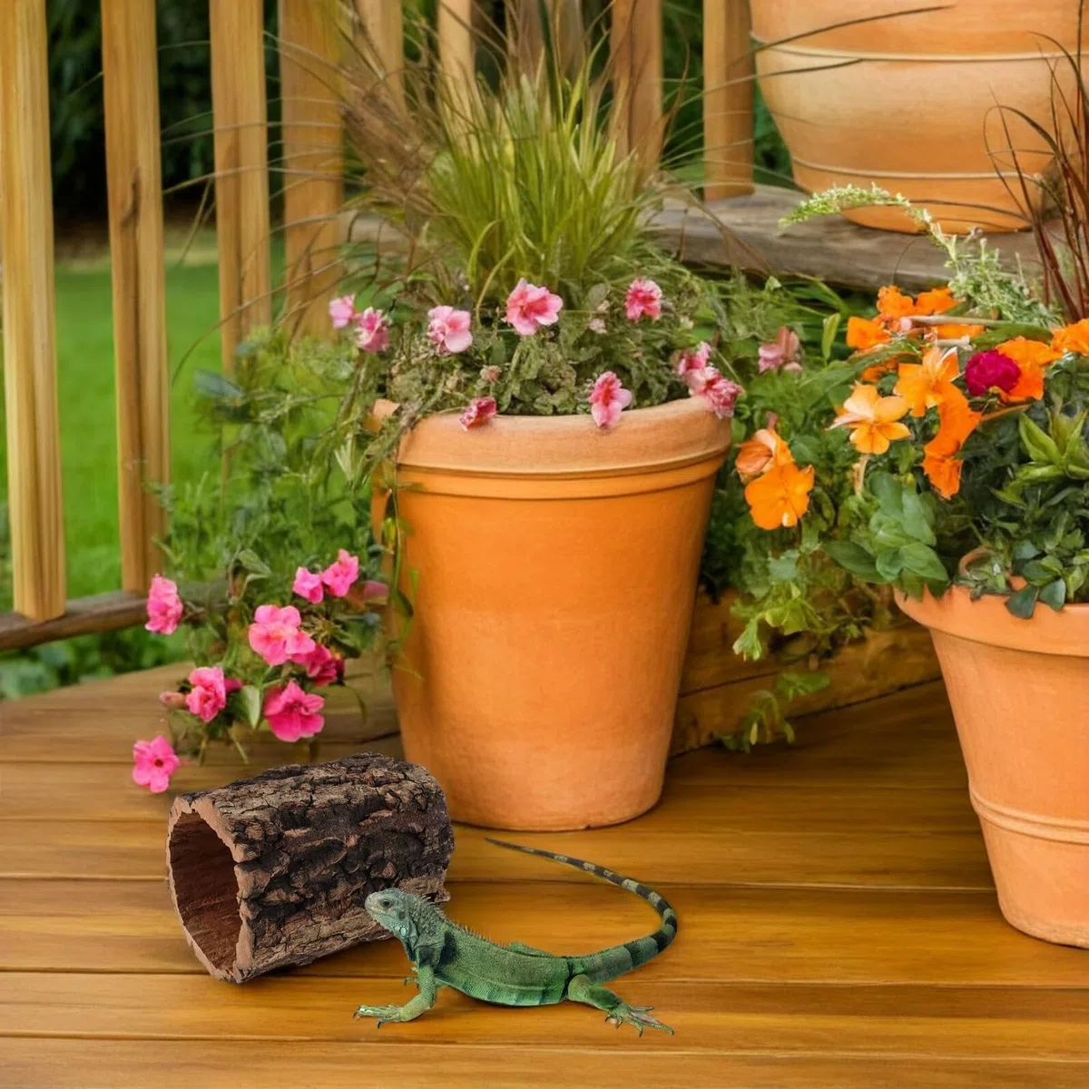 Escondite de Tronco de Árbol para Reptiles 6x5 Pulgadas Madera