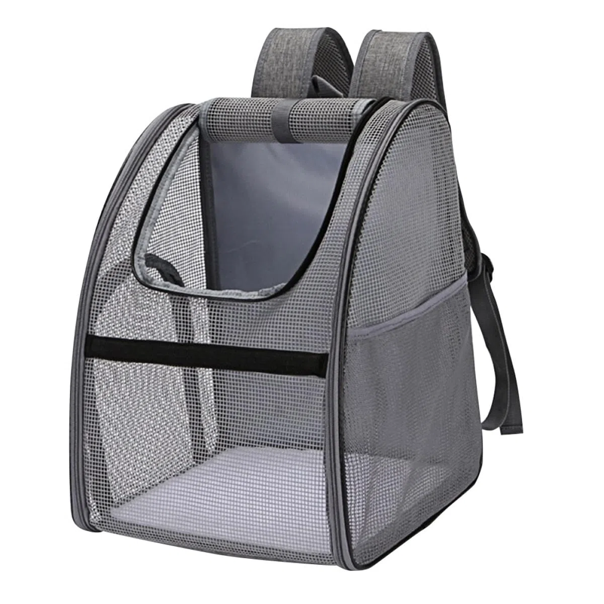Homoyoyo Mochila para Mascotas Negra Tamaño L Mochila Bandolera Transpirable de Malla Portátil para Gatos y Perros hasta 15 Kg Ventana Enrollable para Ventilación y Correa Acolchada